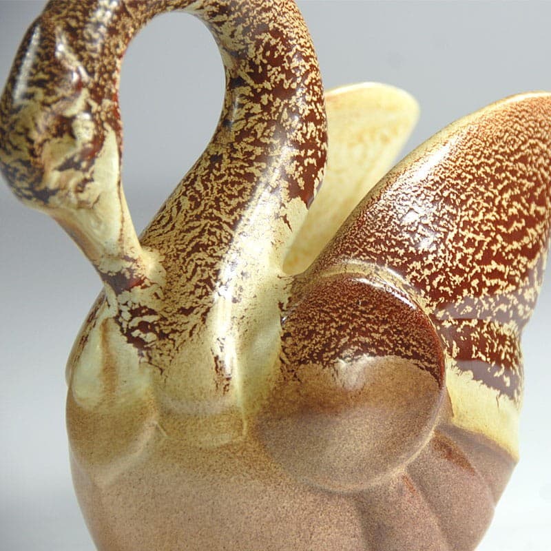 Swan bowl, brown ceramic, by R. Rigon, Italy, 1970s. - 323697