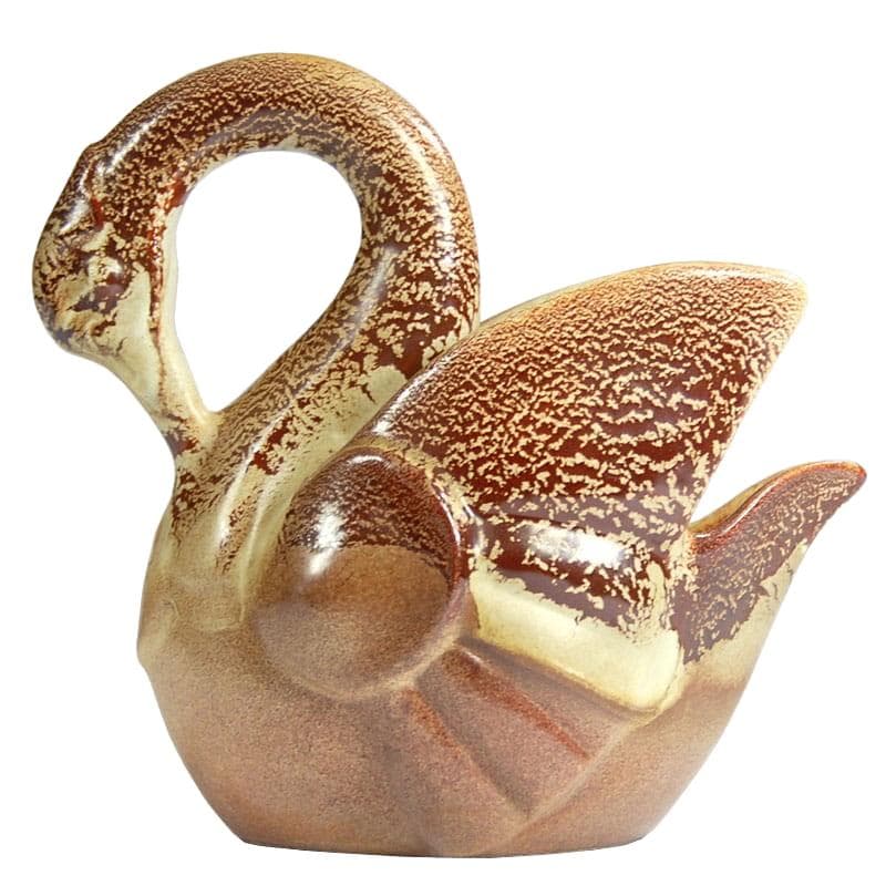 Swan bowl, brown ceramic, by R. Rigon, Italy, 1970s.