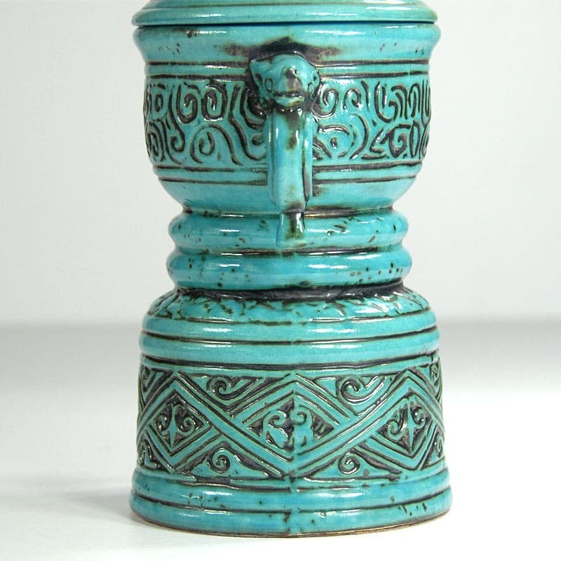 Naczynie ceramiczne, turkusowy niebieski, ceramika, Jasba, Niemcy, lata 60. - 323692