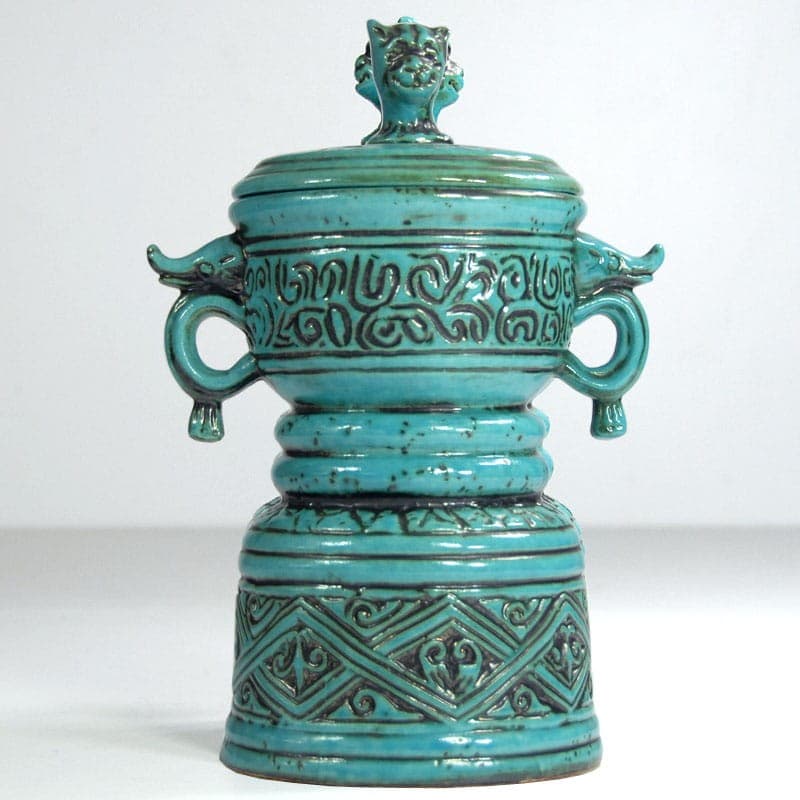 Naczynie ceramiczne, turkusowy niebieski, ceramika, Jasba, Niemcy, lata 60. - 323689