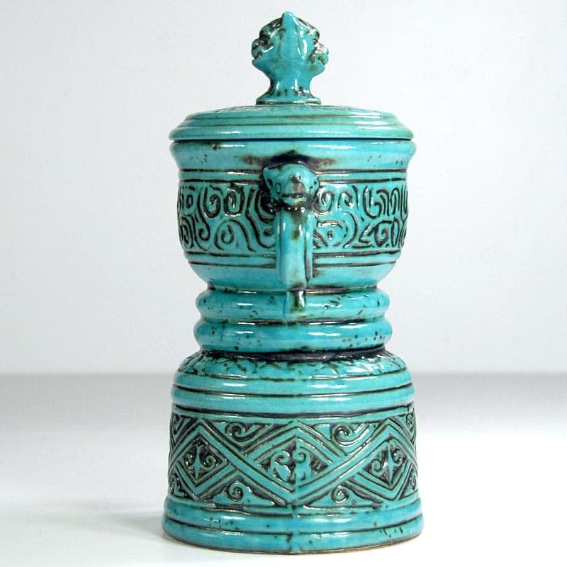 Naczynie ceramiczne, turkusowy niebieski, ceramika, Jasba, Niemcy, lata 60. - 323690