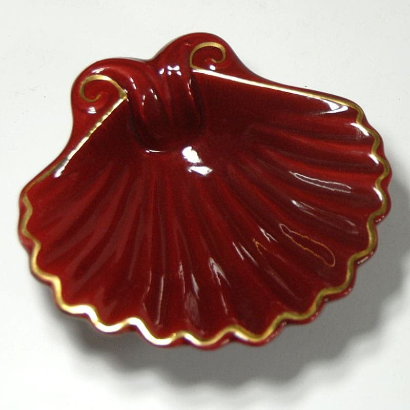 Paterka, ceramika czerwona, złota, Belgia, lata 60. - 323649