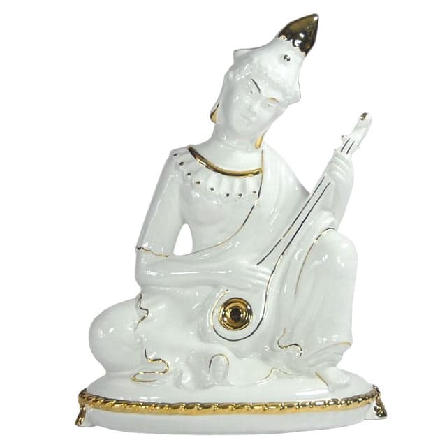 Figurine Zanotto, white and gold glazed ceramic, Capodimonte, Italy, 1970s. - DIMENSION