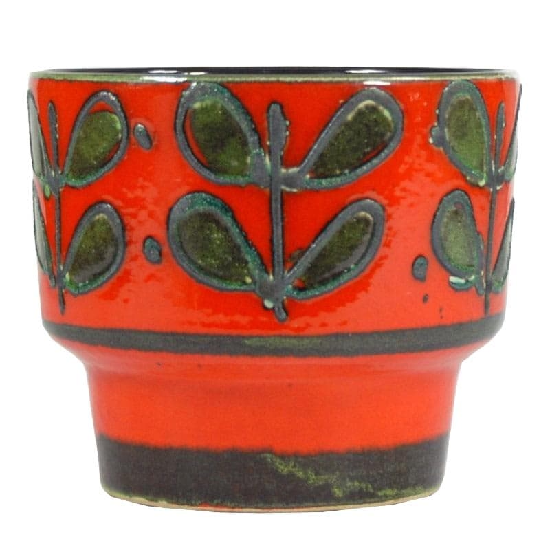 Doniczka ceramiczna, czerwona, ceramika, Dania, lata 70.