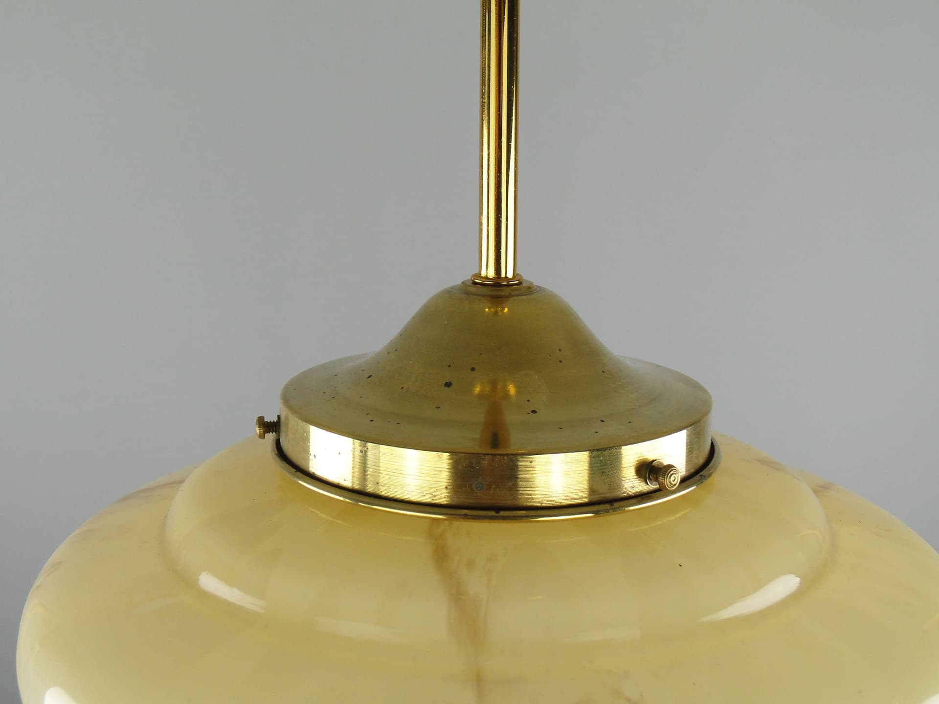 Pendant lamp Art Deco, beige glass, brass, Poland, 1920s. - 2592