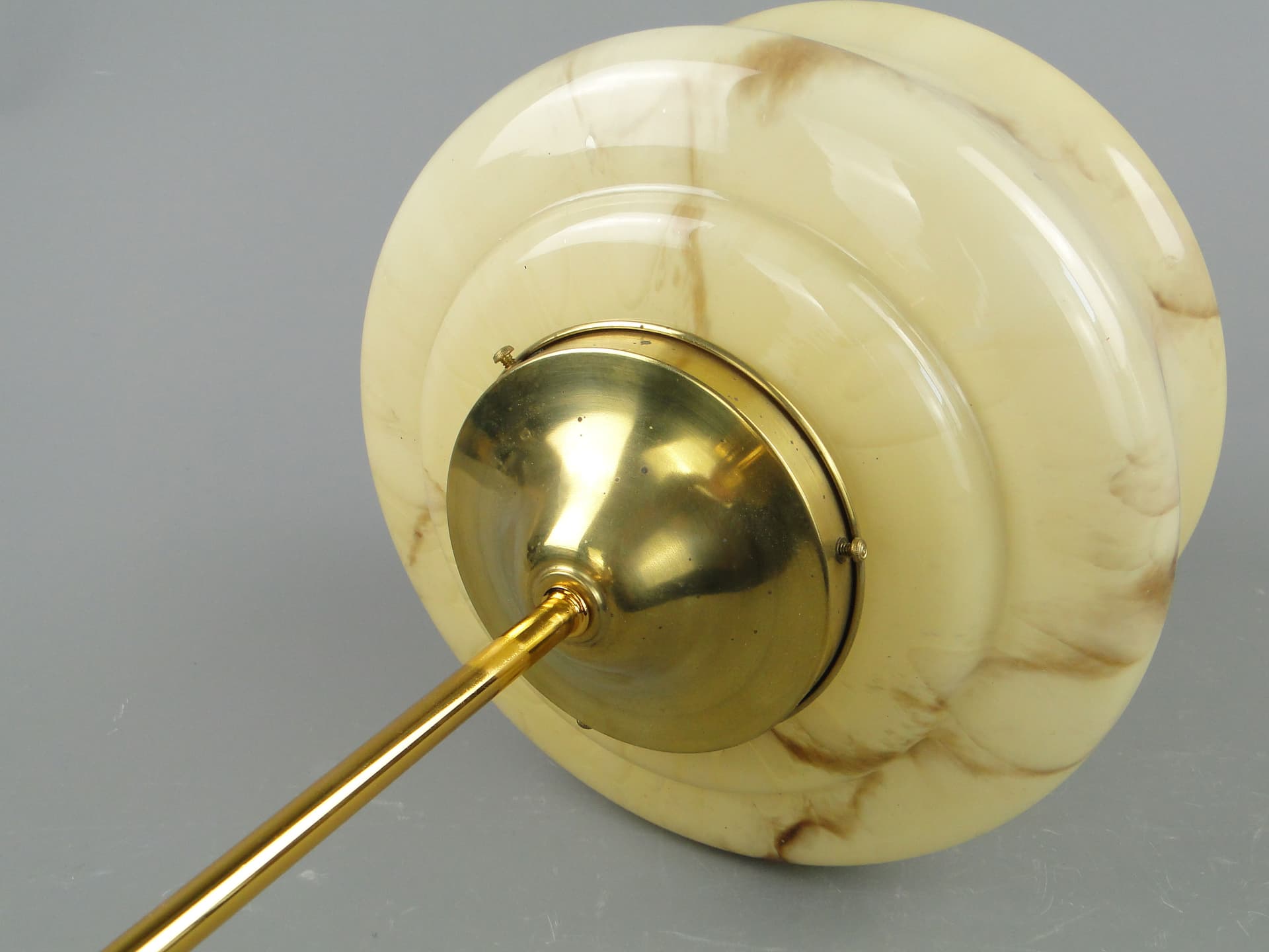 Pendant lamp Art Deco, beige glass, brass, Poland, 1920s. - 2593