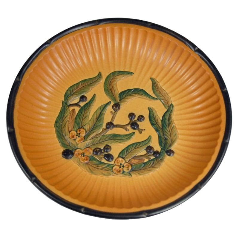 Art Nouveau centerpiece, ochre ceramic, Ipsen, Denmark, 1920s.