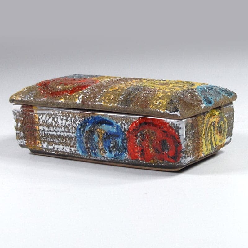 Ceramic box sgraffito, multicolor, ceramics, Fratelli Fanciullacci, Italy, 1960s. - 323546