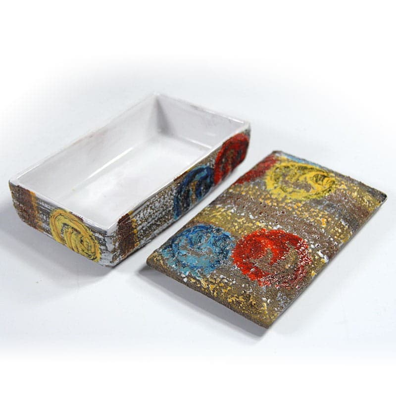 Ceramic box sgraffito, multicolor, ceramics, Fratelli Fanciullacci, Italy, 1960s. - 323548