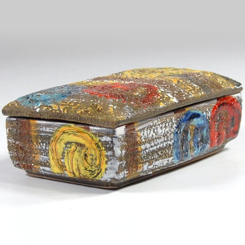 Ceramic box sgraffito, multicolor, ceramics, Fratelli Fanciullacci, Italy, 1960s. - 323547