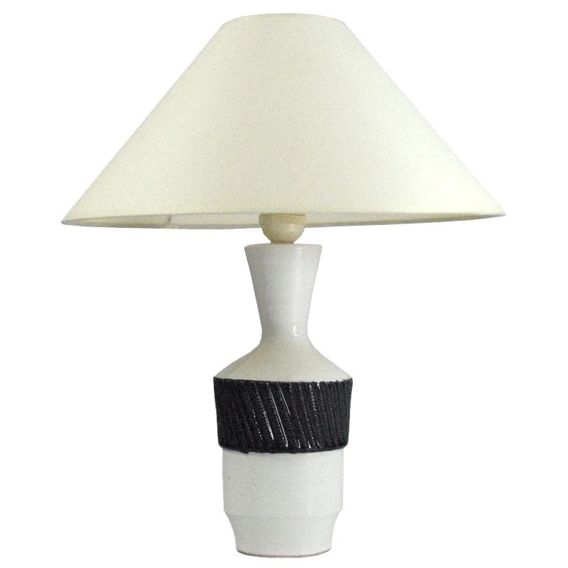 Lampa stołowa ceramiczna biała czarna, ceramika, Włochy, lata 80.