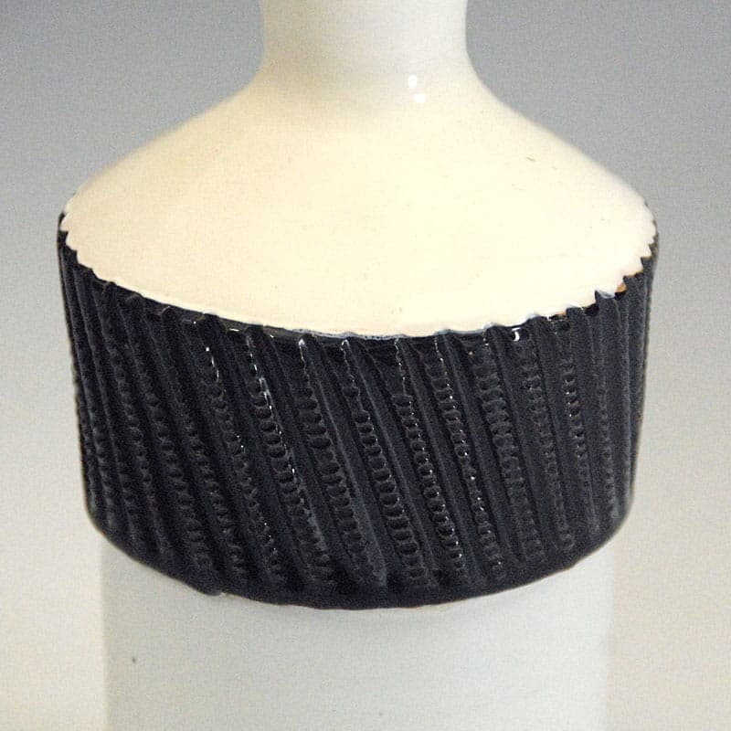 Lampa stołowa ceramiczna biała czarna, ceramika, Włochy, lata 80. - 323517
