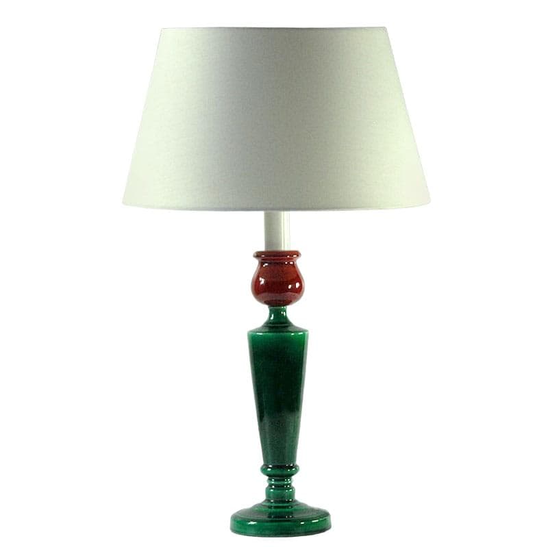 Table lamp, green red ceramics, France, 1980s.