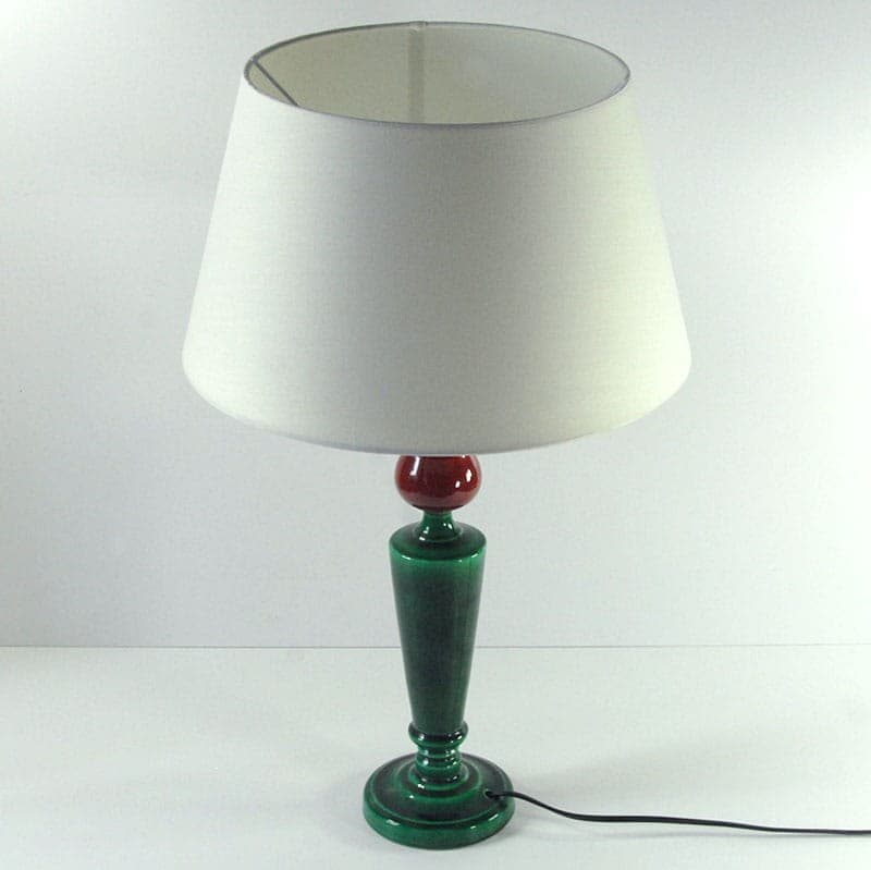 Table lamp, green red ceramics, France, 1980s. - 323492