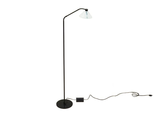 Floor lamp, black metal, white glass, Italy, 1970s - DIMENSION