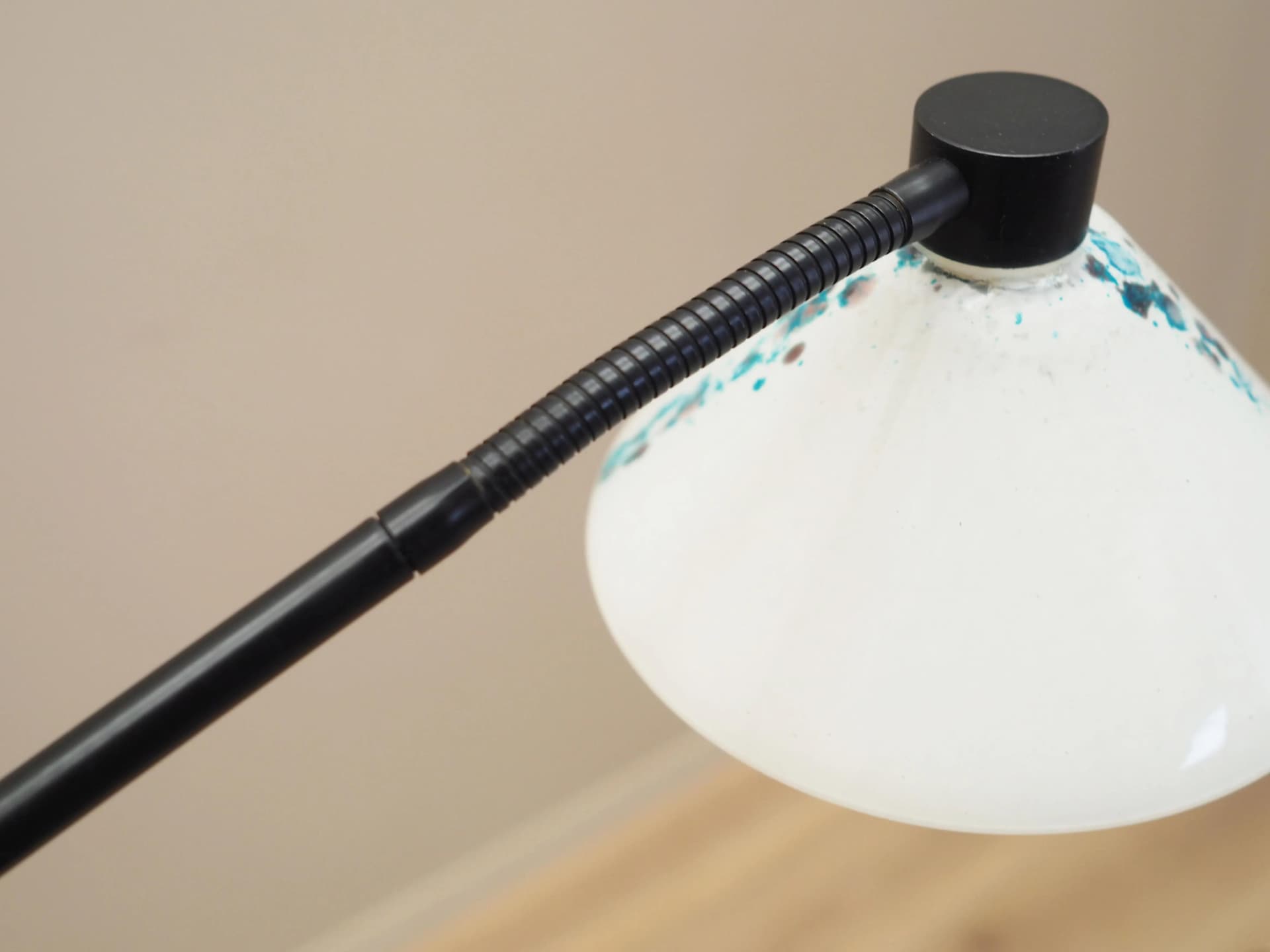 Floor lamp, black metal, white glass, Italy, 1970s - 24272