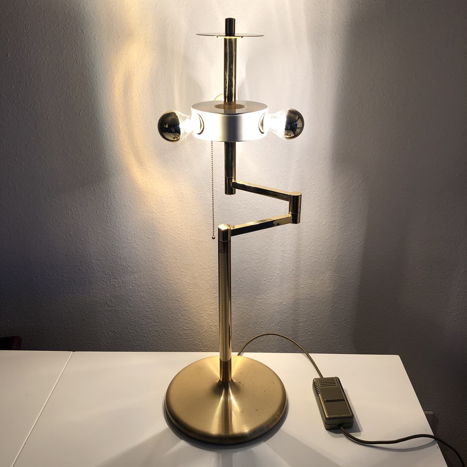 Pair of table lamps, golden brass, BM Leuchten, Germany, 1970s - 24131