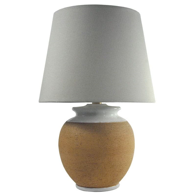 Table Lamp Da Vinci, brown ceramic, grey fabric, Italy, 1980s. - 324573