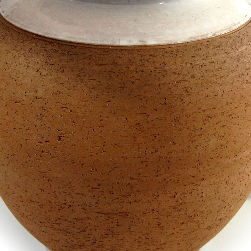 Table Lamp Da Vinci, brown ceramic, grey fabric, Italy, 1980s. - 324571