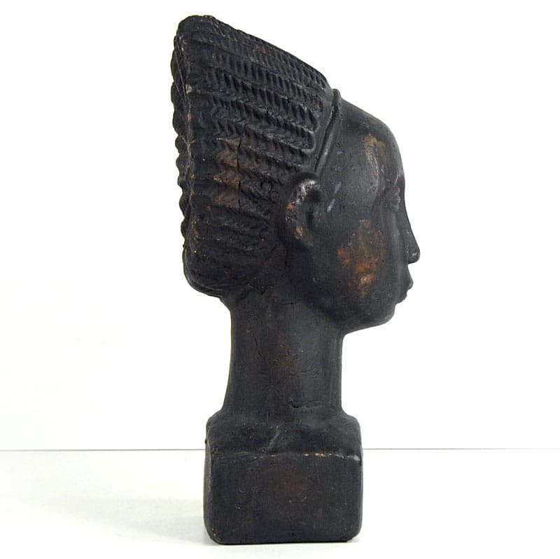Rzeźba głowa Akan, gips czarny brązowy, Ghana, XXI w. - 324541