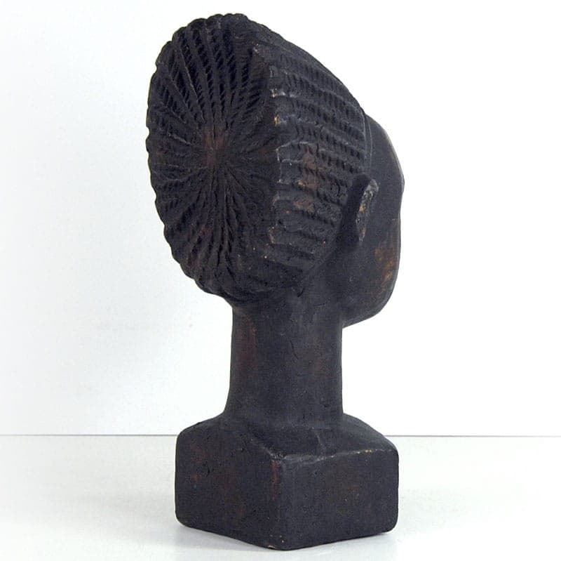 Rzeźba głowa Akan, gips czarny brązowy, Ghana, XXI w. - 324542