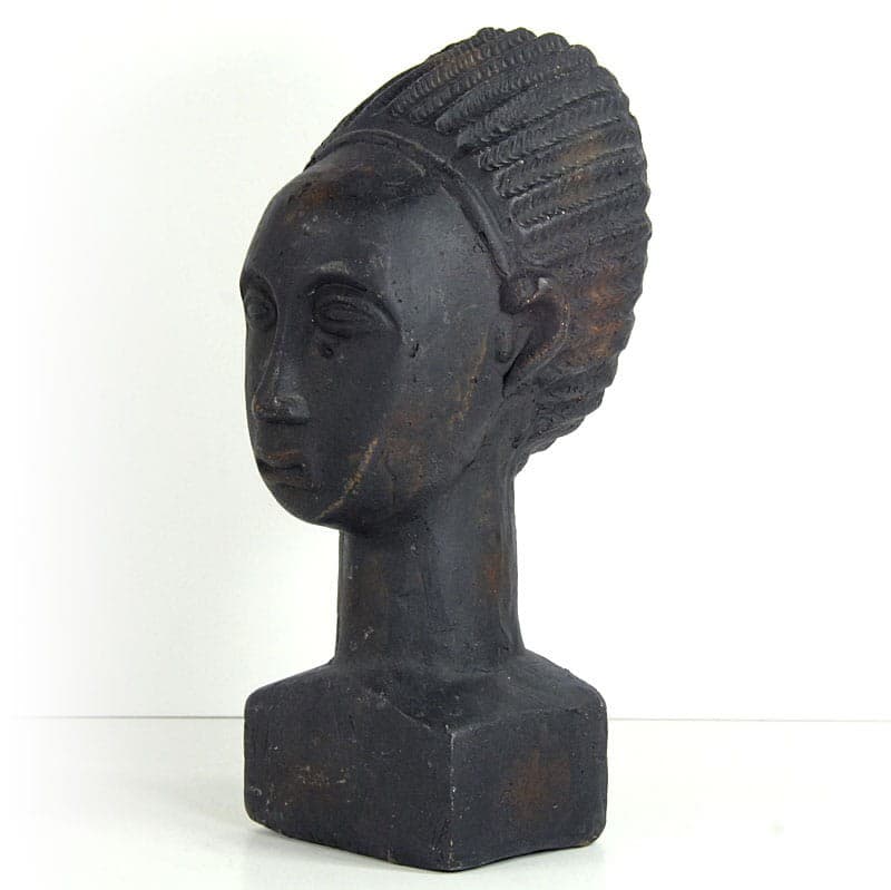Rzeźba głowa Akan, gips czarny brązowy, Ghana, XXI w. - 324540
