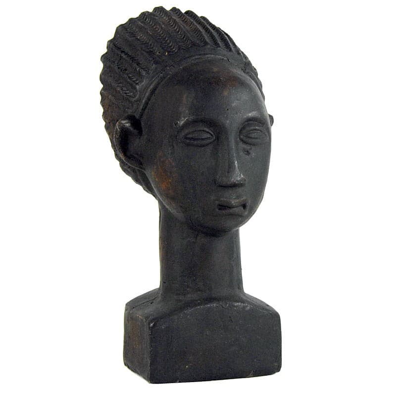 Rzeźba głowa Akan, gips czarny brązowy, Ghana, XXI w. - 324543