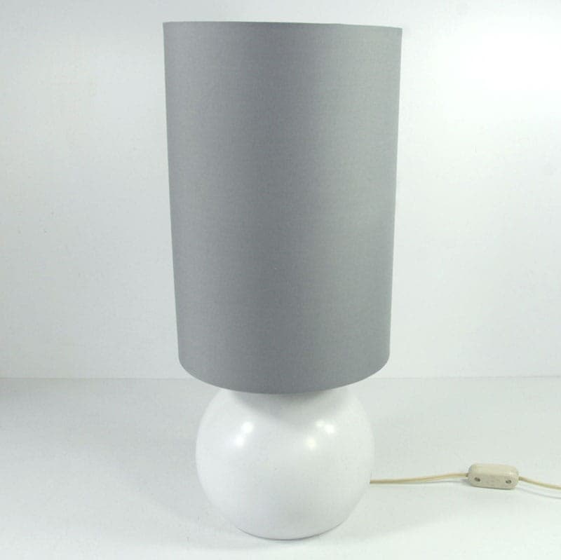 Table Lamp Space Age, white metal, grey synthetic fabric, France, 1980s. - 324510