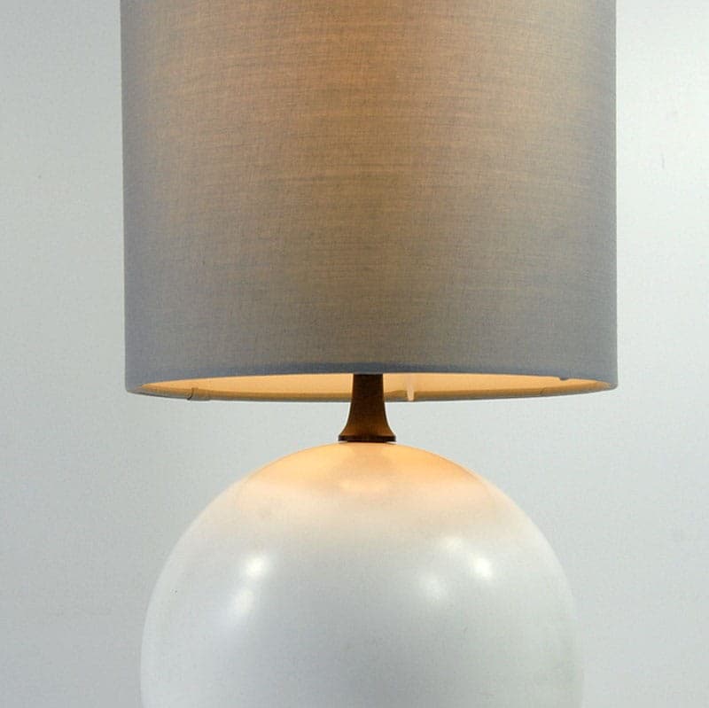 Table Lamp Space Age, white metal, grey synthetic fabric, France, 1980s. - 324511
