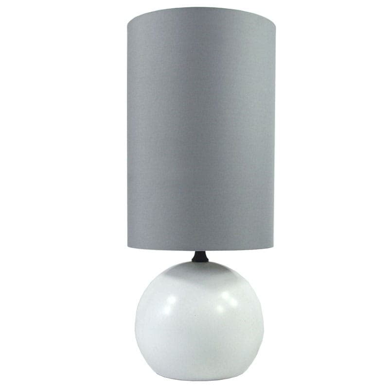 Table Lamp Space Age, white metal, grey synthetic fabric, France, 1980s. - 324513