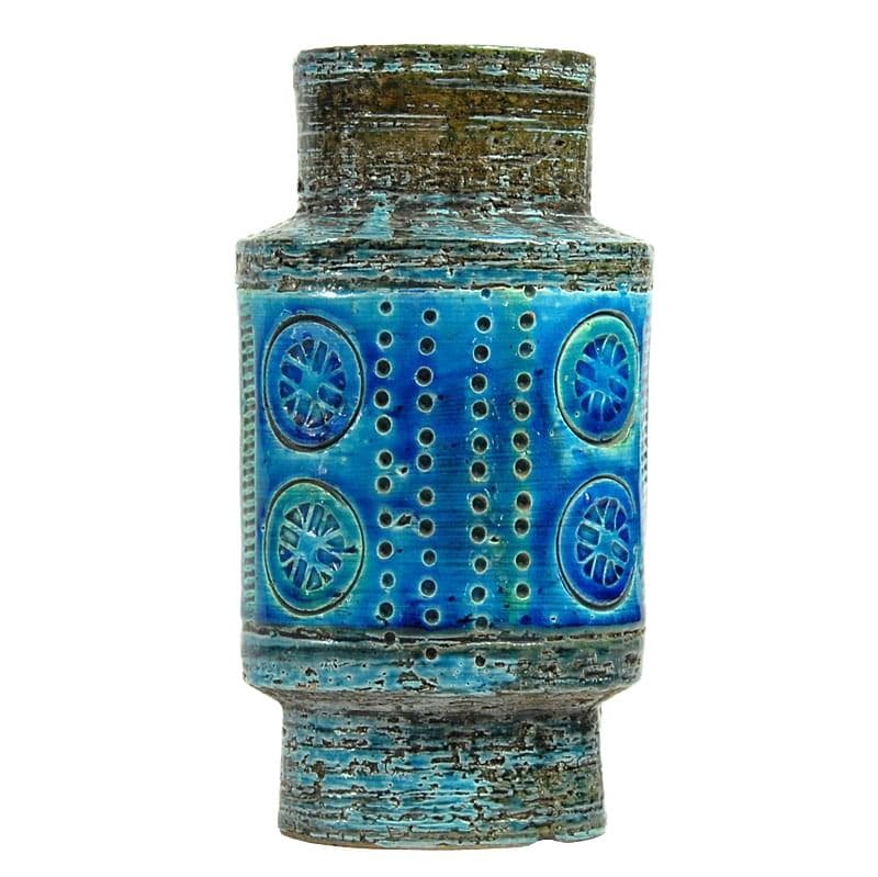 Vase Rimini Blue, blue ceramic, by A. Londi, Bitossi, Italy, 1970s.