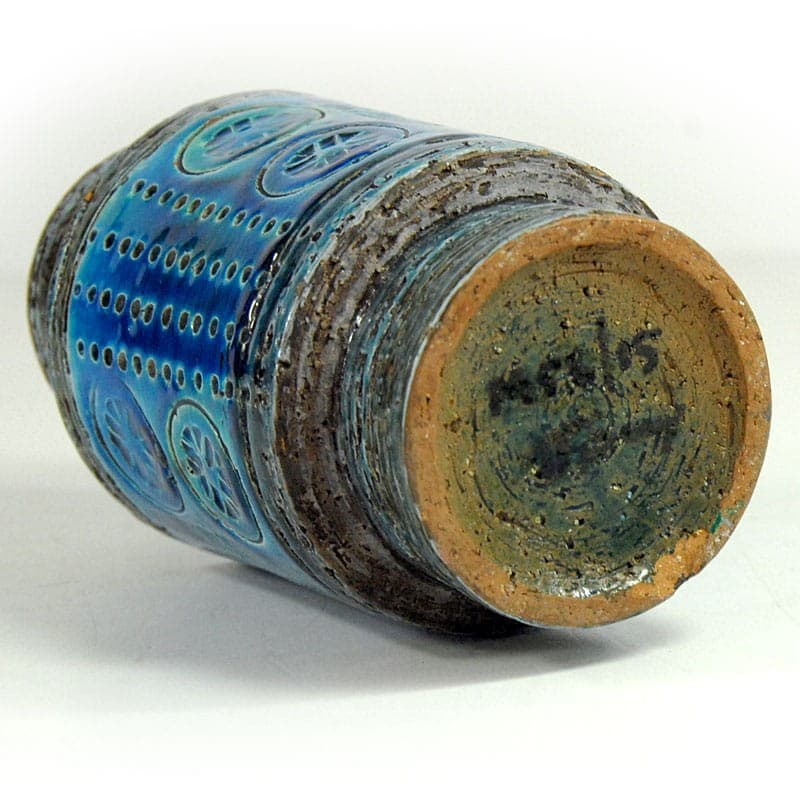 Vase Rimini Blue, blue ceramic, by A. Londi, Bitossi, Italy, 1970s. - 324506