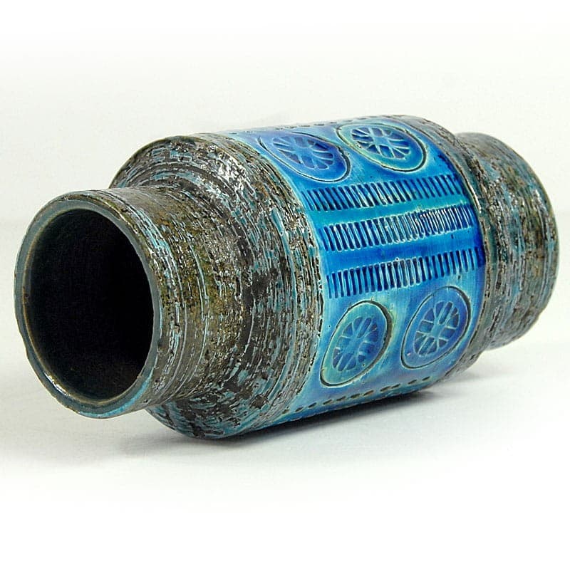 Vase Rimini Blue, blue ceramic, by A. Londi, Bitossi, Italy, 1970s. - 324503