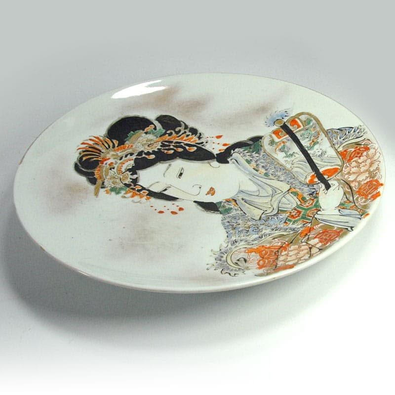 Talerz dekoracyjny Meiji, kremowy wielokolorowy, porcelana, Japonia, przełom XIX/XX w. - 324482