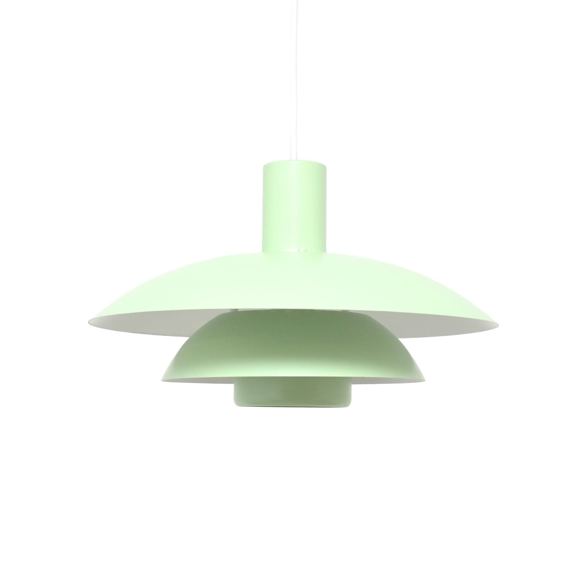 Pendant lamp Scandinavian, green white, metal, 1970s