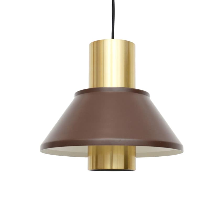 Pendant Lamp Life, brown metal, gold aluminium, by J. Hammerborg, Denmark, 1970s.