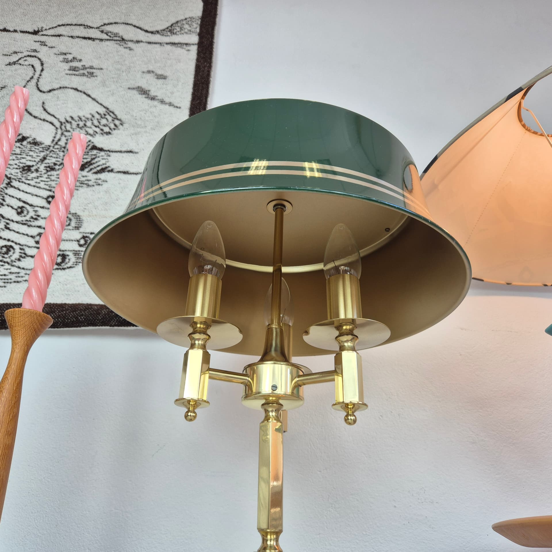 Lampa stołowa Typ 72, zielony emaliowany metal, mosiądz, Nya Öia, Szwecja, lata 60. - 324195