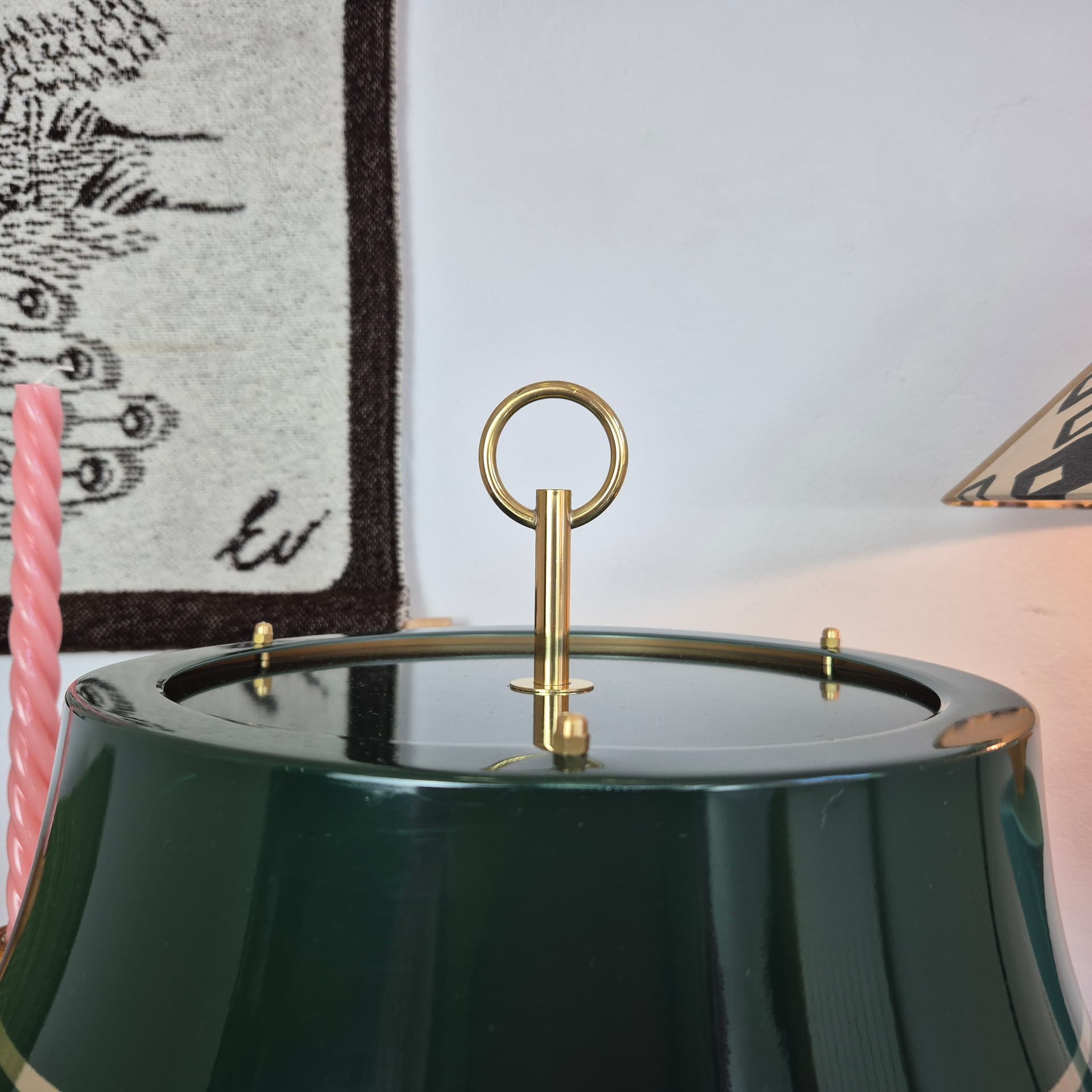 Lampa stołowa Typ 72, zielony emaliowany metal, mosiądz, Nya Öia, Szwecja, lata 60. - 324196