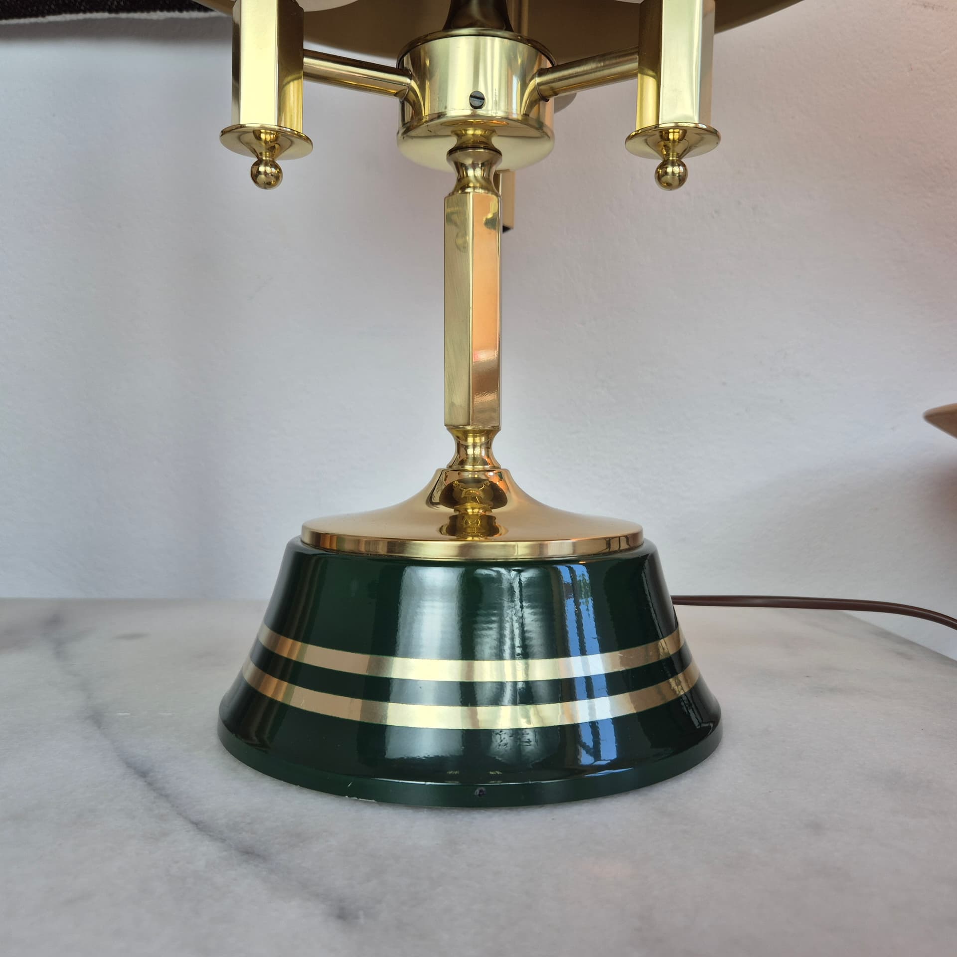 Lampa stołowa Typ 72, zielony emaliowany metal, mosiądz, Nya Öia, Szwecja, lata 60. - 324191
