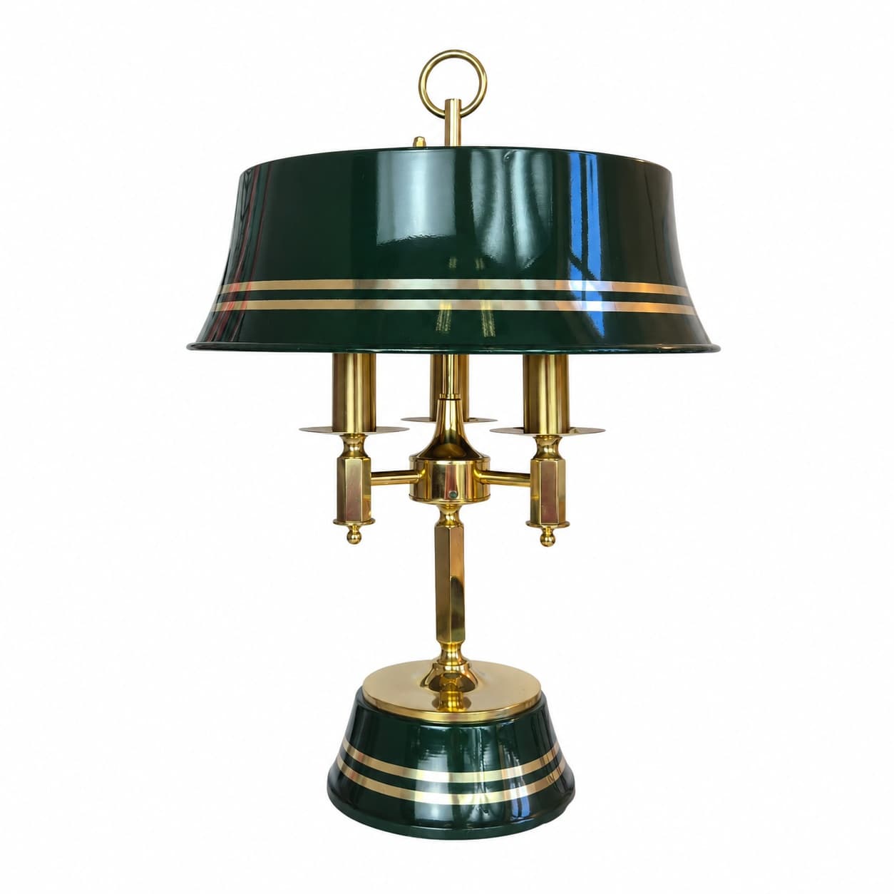 Lampa stołowa Typ 72, zielony emaliowany metal, mosiądz, Nya Öia, Szwecja, lata 60.