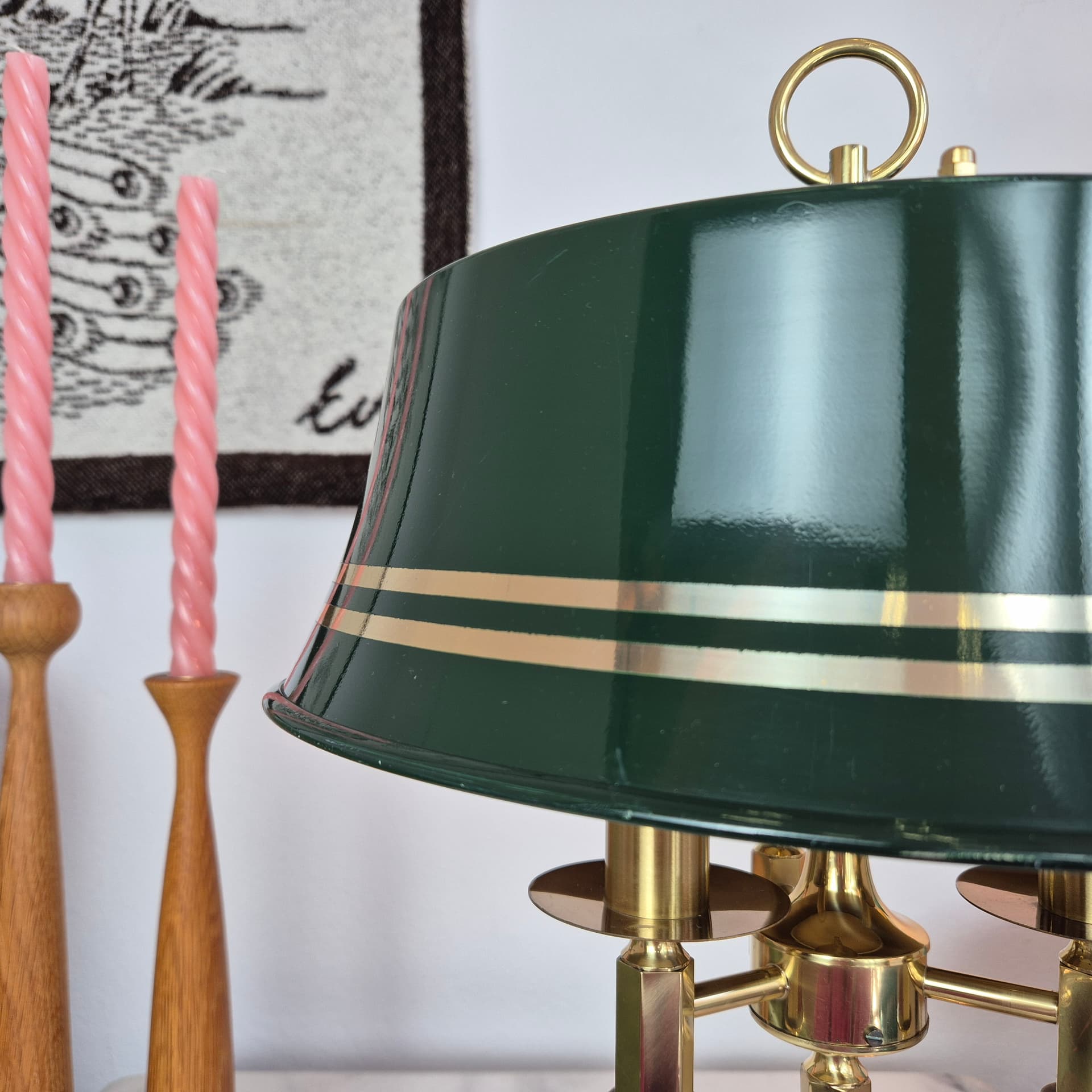 Lampa stołowa Typ 72, zielony emaliowany metal, mosiądz, Nya Öia, Szwecja, lata 60. - 324198