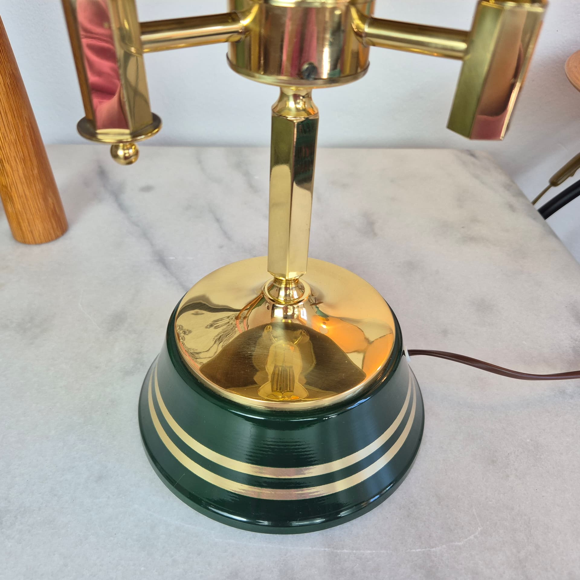 Lampa stołowa Typ 72, zielony emaliowany metal, mosiądz, Nya Öia, Szwecja, lata 60. - 324192