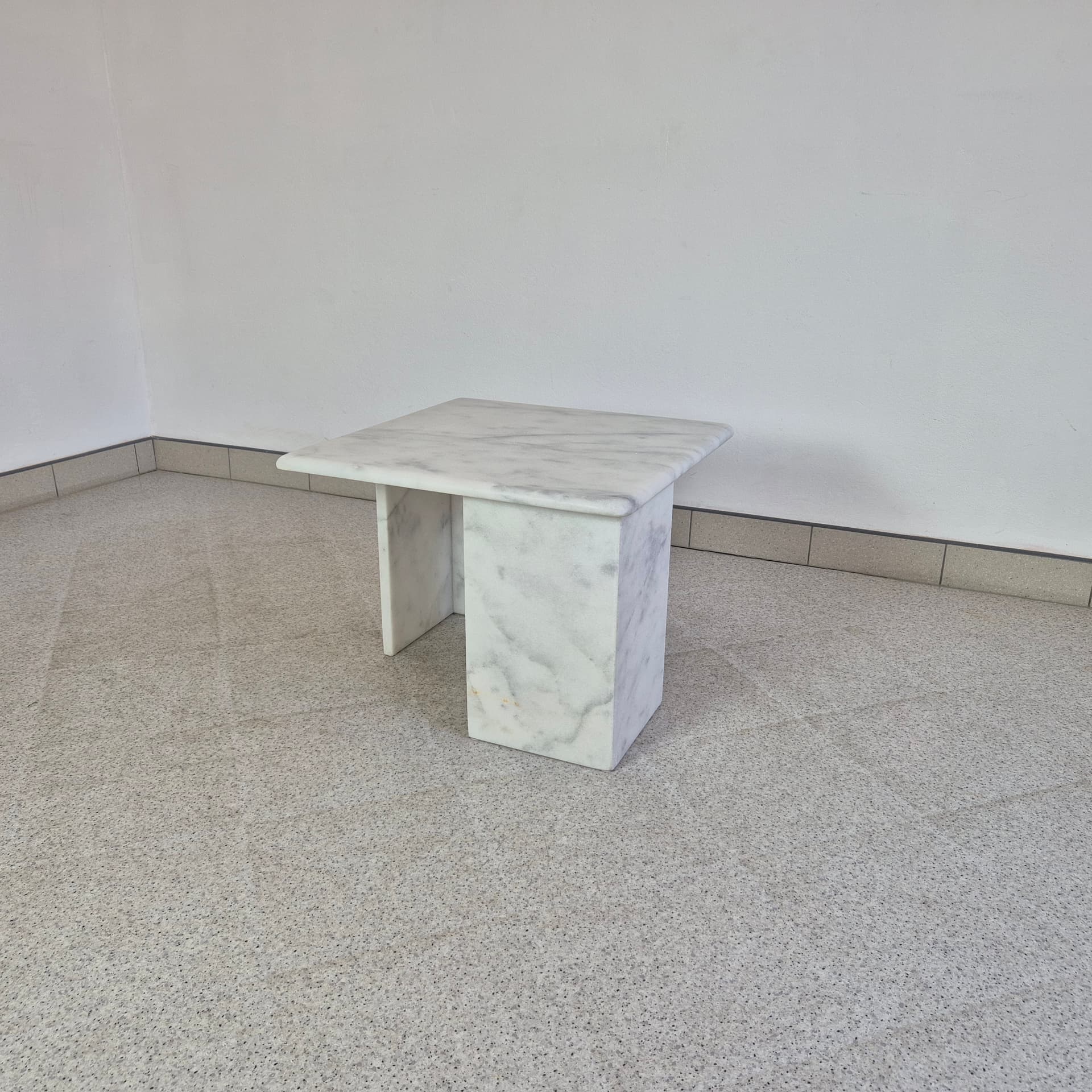 Stolik kawowy Bianco Carrara, marmur biały-szary, Włochy, lata 80. - 324216