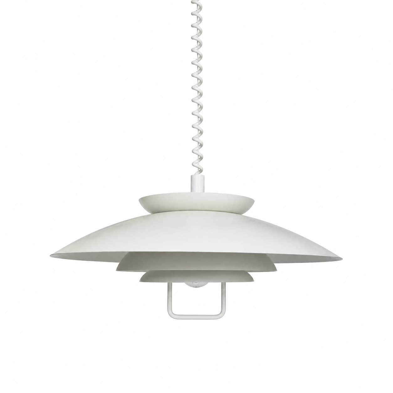 Lampa wisząca piętrowa, biała kremowa, metal, Dania, lata 60.