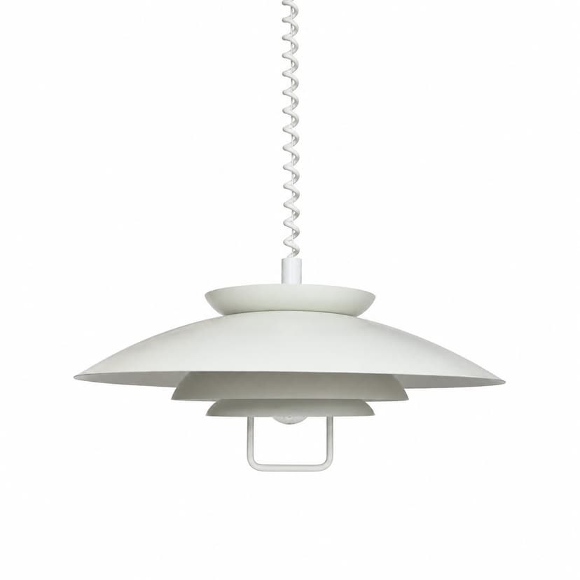 Lampa wisząca piętrowa, biała kremowa, metal, Dania, lata 60.