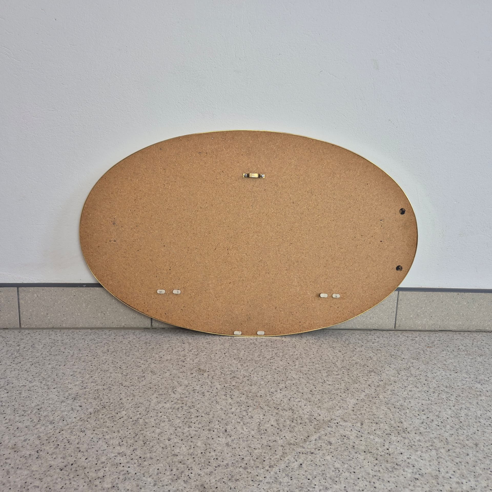 Oval mirror, gold metal, glass, Germany, 1960s. - 324287