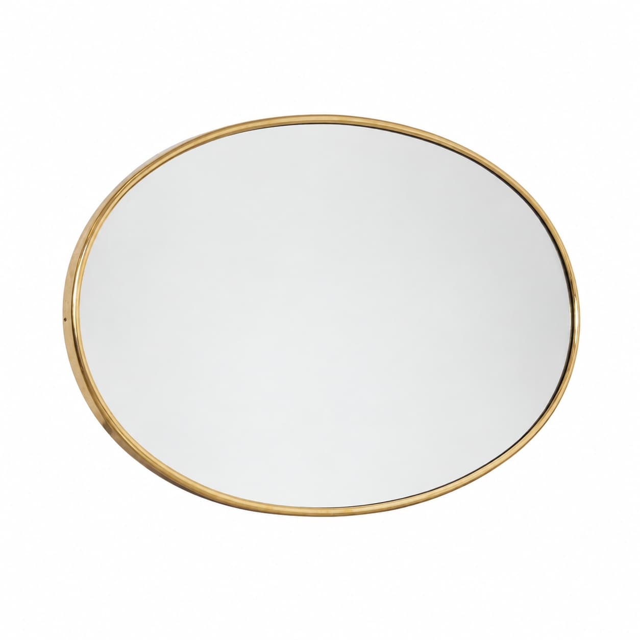 Oval mirror, gold metal, glass, Germany, 1960s.