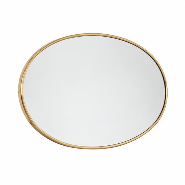 Oval mirror, gold metal, glass, Germany, 1960s. - DIMENSION