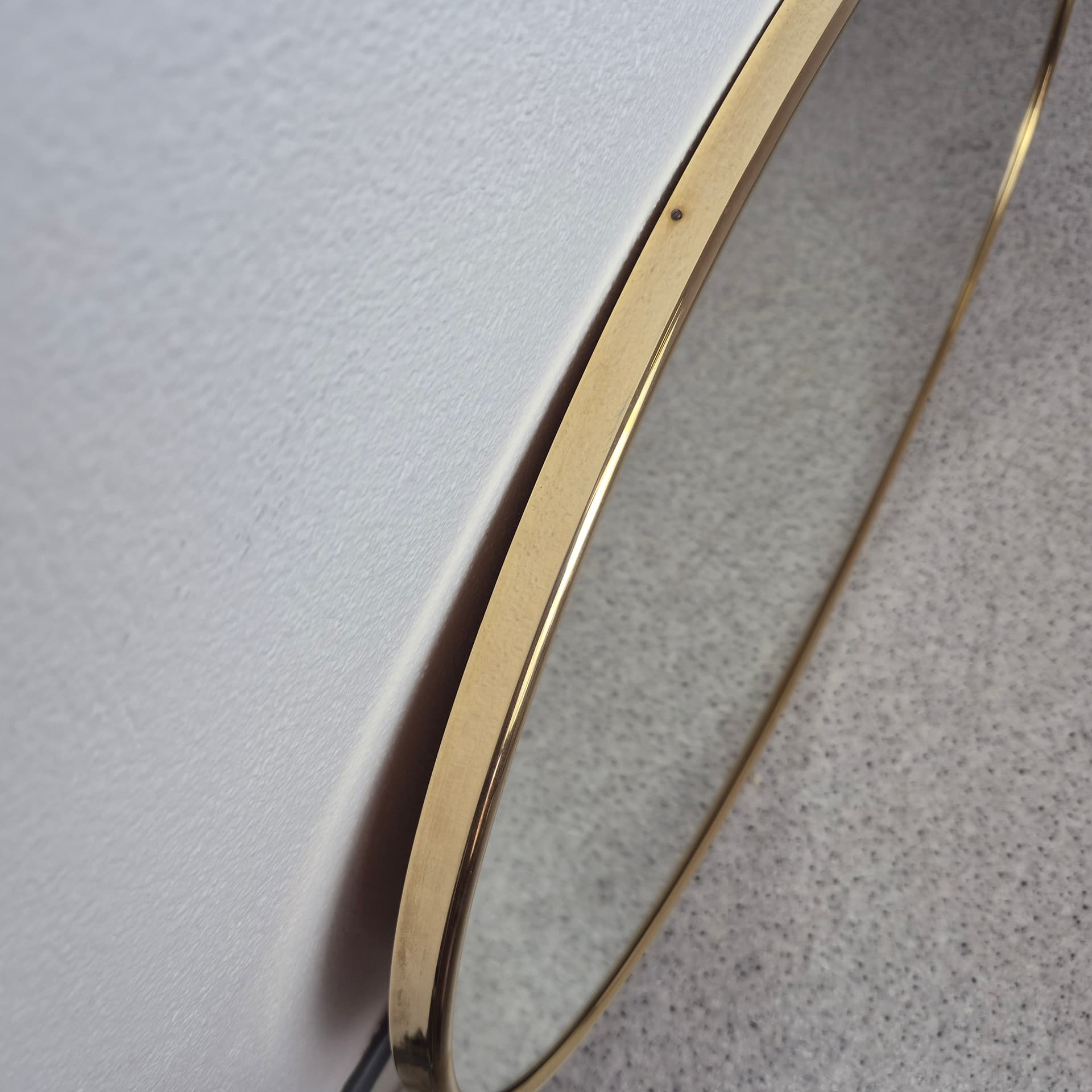 Oval mirror, gold metal, glass, Germany, 1960s. - 324286