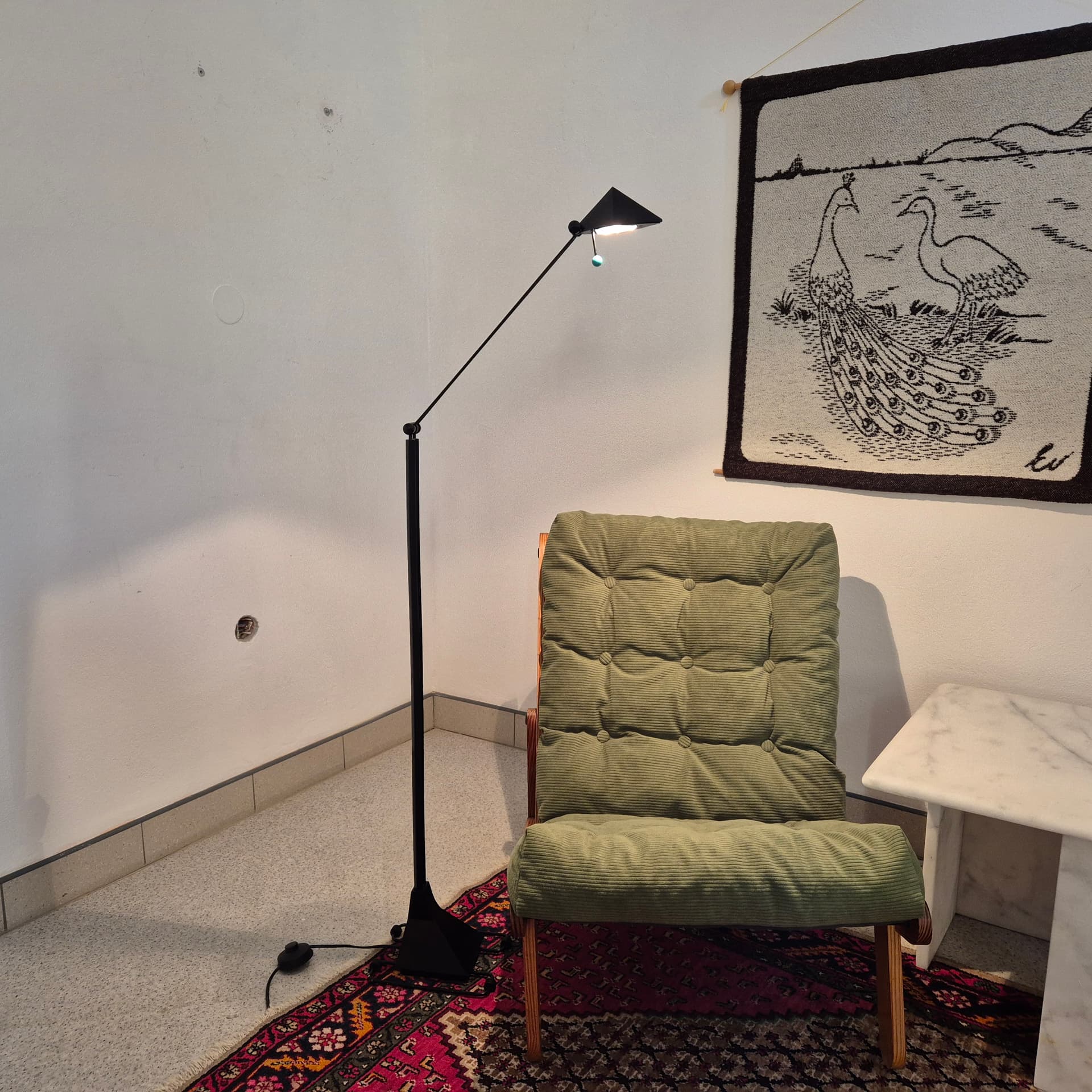 Lampa podłogowa Memphis, metal czarny zielony, Niemcy, lata 80. - 324326